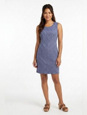 L.L. Bean 100% Cotton Blue Geometric Sundress